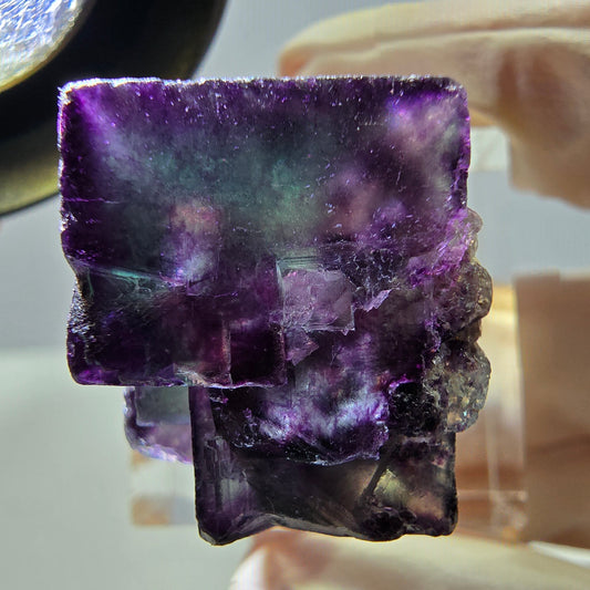 Phantom Fluorit Würfel Stufe, parkettiert grün lila Okorusu, Namibia 23*22*18mm