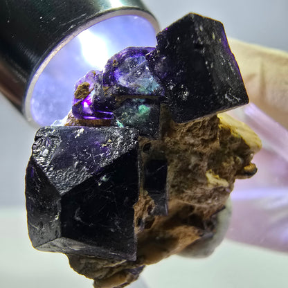 Cube de fluorite fantôme, zonal, spécimen d'orthose, Erongo, Namibie, 27 x 22 x 13 mm 