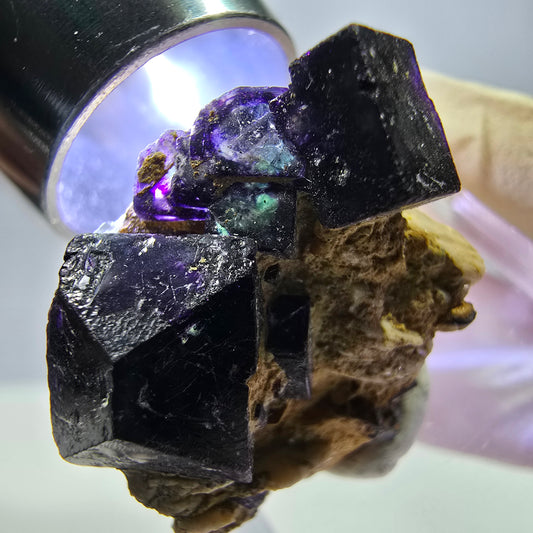 Cube de fluorite fantôme, zonal, spécimen d'orthose, Erongo, Namibie, 27 x 22 x 13 mm 