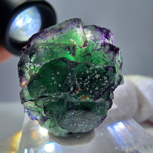 Cube de fluorite fantôme zonal, spécimen de tourmaline Schorl, Erongo, Namibie, 26 x 22 x 18 mm 