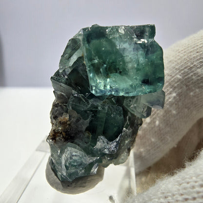 Spécimen de cube de fluorite fantôme très clair, vert Okorusu, Namibie 39*23*21mm 