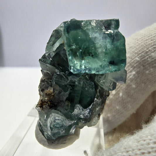 Spécimen de cube de fluorite fantôme très clair, vert Okorusu, Namibie 39*23*21mm 