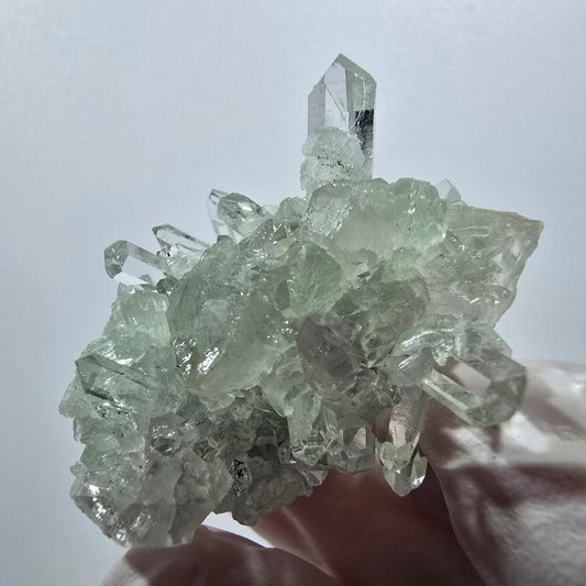 Spécimen de quartz clair, de préhnite et de calcite Streep Mine, Goboboseb, Namibie 37*29*17 mm 