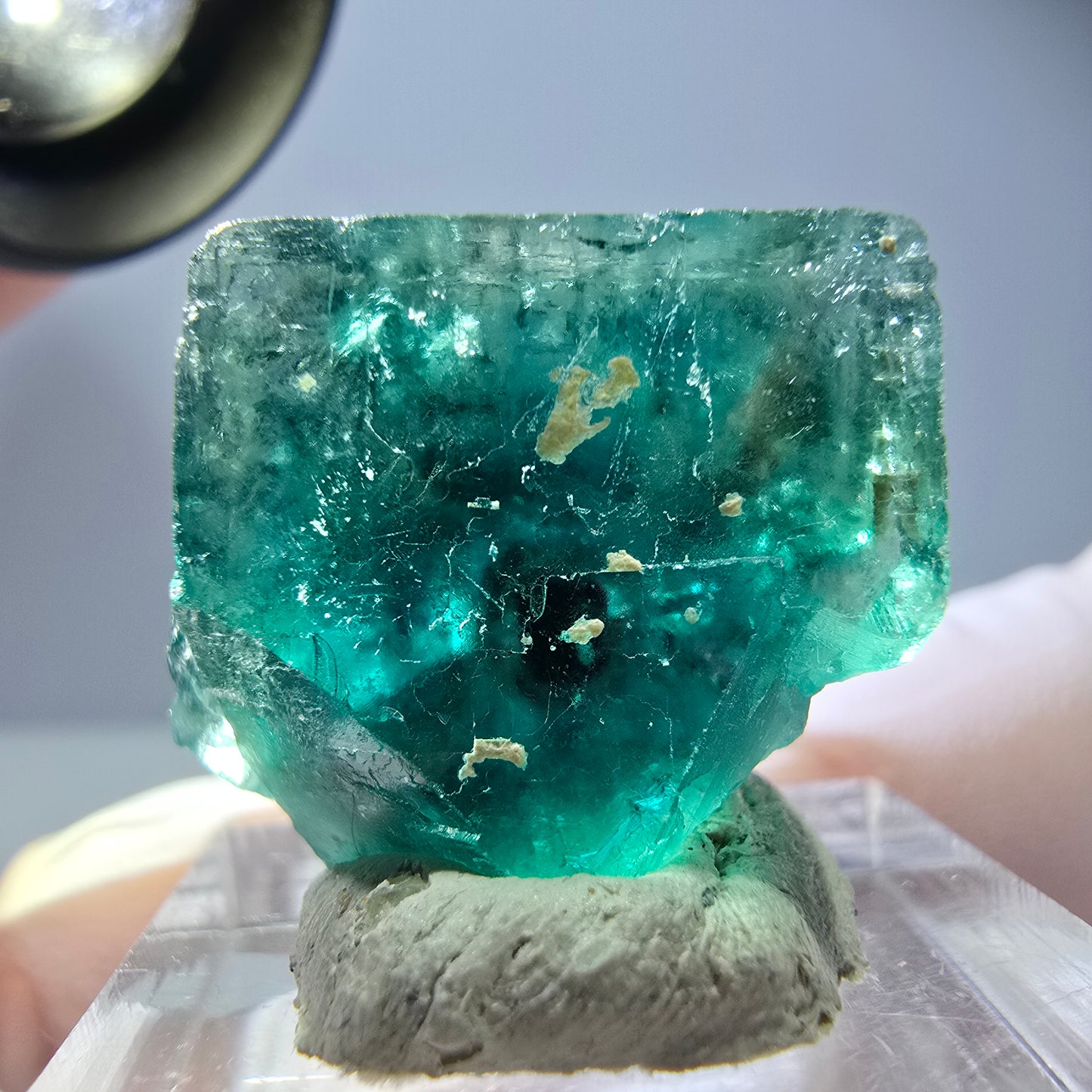 Klarer Phantom Fluorit Würfel parkettiert, grün Okorusu, Namibia 23*20*16mm