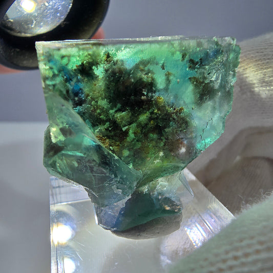 Spécimen de cube de fluorite fantôme très clair, vert turquoise Okorusu, Namibie 35*32*21mm 