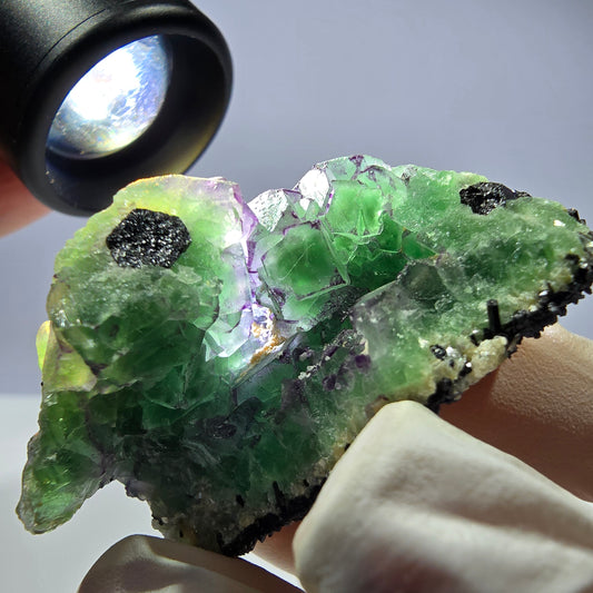 Cube de fluorite fantôme, zonal, muscovite, spécimen de tourmaline Schorl, Erongo, Namibie, 50 x 36 x 36 mm 