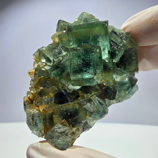 Spécimen de cube de fluorite fantôme parqueté vert violet Okorusu, Namibie 60*48*24mm 