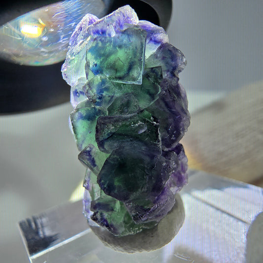 Cube de fluorite fantôme, spécimen de tourmaline scholle muscovite, Erongo, Namibie, 23 x 14 x 13 mm 
