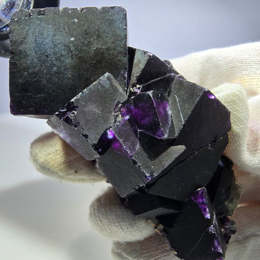 Seltene Phantom Fluorit Würfel Stufe zonal grün lila Okorusu, Namibia 83*56*37mm
