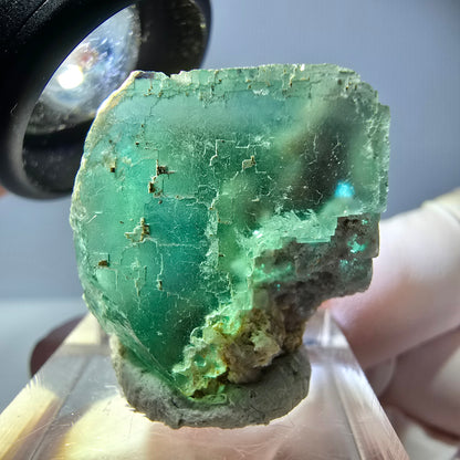Klarer Phantom Fluorit Würfel parkettiert, grün Okorusu, Namibia 26*25*22mm