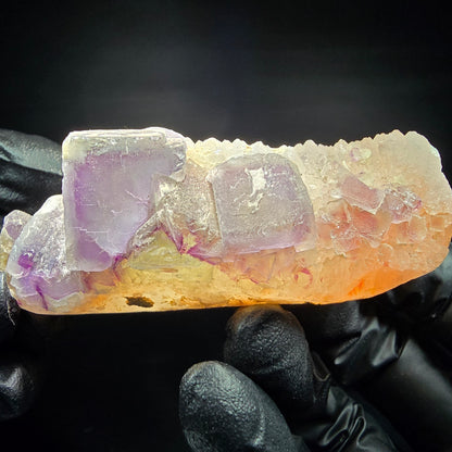 Phantom Fluorite Cube on Quartz Cluster purple green Omehane, Namibia 77*31*31mm