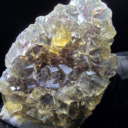 Honey Pocket Phantom Fluorite stage jaune violet Okorusu Namibie 49*37*11mm collection