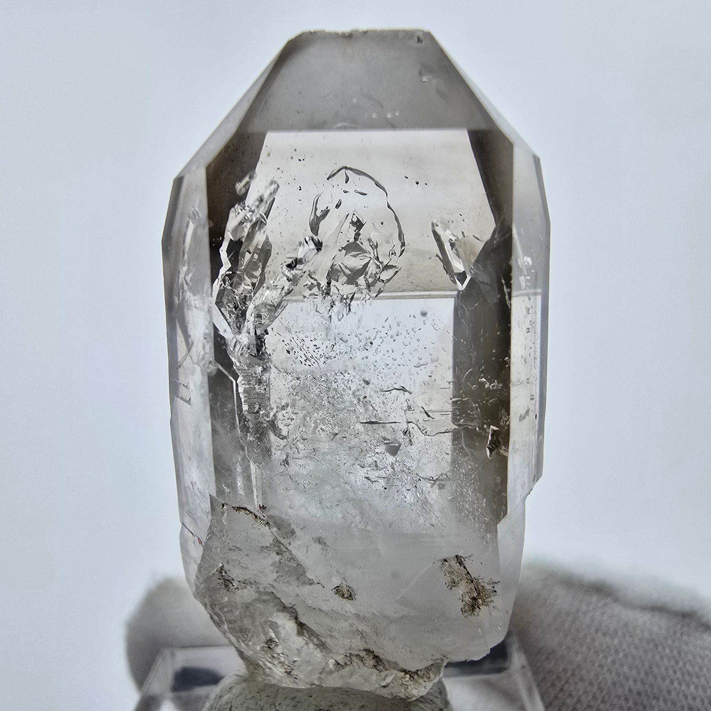 Enhydro Phantom Rauchquarz Zepter Spitze 2x Blase Goboboseb, Namibia 43*21*15mm