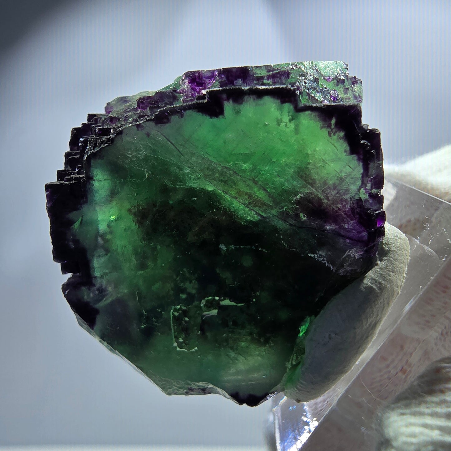 Seltener Phantom Fluorit Würfel, zonal grün lila Okorusu, Namibia 40*35*29mm