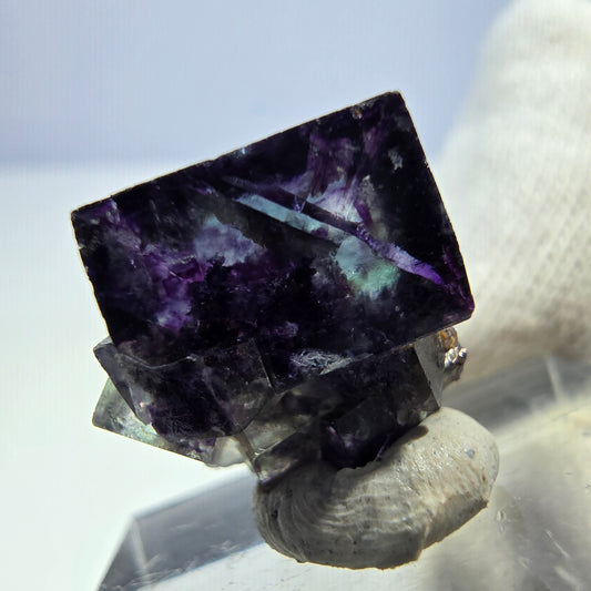 Klare Phantom Fluorit Würfel Stufe zonal grün lila Okorusu, Namibia 16*16*15mm