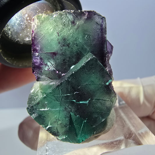Spécimen de cube de fluorite fantôme, parqueté vert violet Okorusu, Namibie 32*23*16 mm 