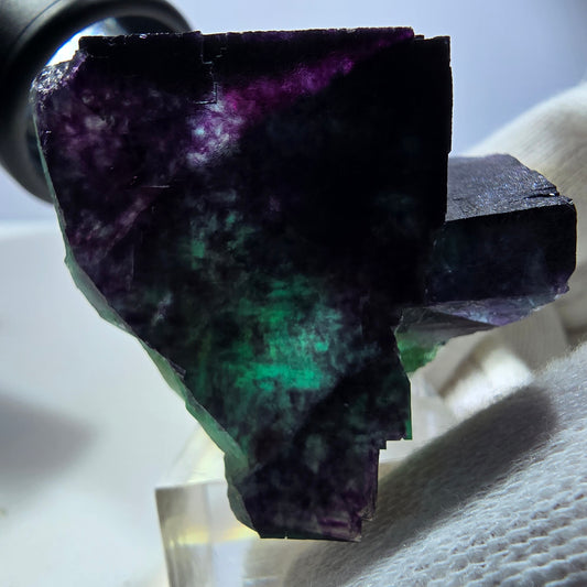 Seltene Phantom Fluorit Würfel Stufe zonal grün lila Okorusu, Namibia 48*43*36mm