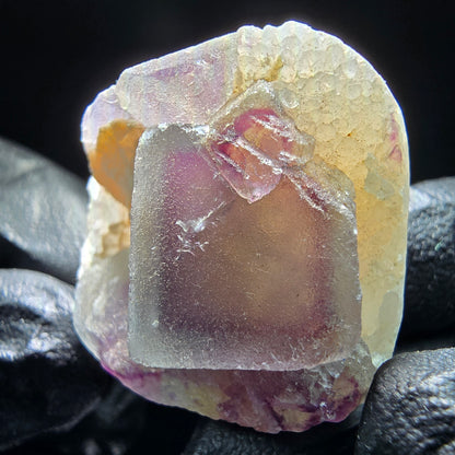 Phantom Fluorite Cube on Quartz Cluster purple green Omehane, Namibia 32*30*18mm