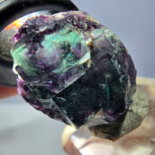 Phantom Fluorit Würfel Stufe, grün lila Okorusu, Namibia 34*24*17mm