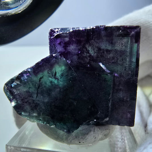 Seltene Phantom Fluorit Würfel Stufe zonal grün lila Okorusu, Namibia 36*26*25mm