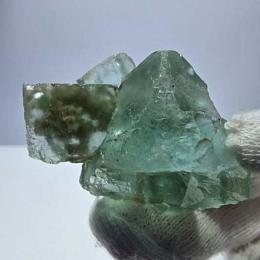 Rare spécimen de cube de fluorite fantôme, parqueté vert Okorusu, Namibie, 45 x 29 x 23 mm 