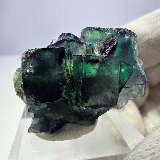 Klare Phantom Fluorit Würfel Stufe zonal grün lila Okorusu, Namibia 32*24*15mm