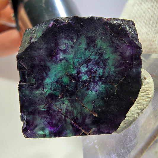 Klare Phantom Fluorit Würfel Stufe zonal grün lila Okorusu, Namibia 30*27*19mm