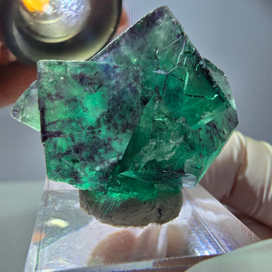 Phantom Fluorit Würfel Stufe, parkettiert grün lila Okorusu, Namibia 37*27*19mm