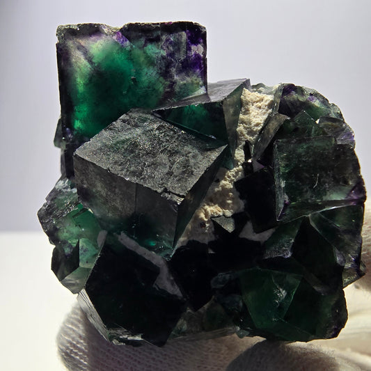 Rare spécimen de cube de fluorite fantôme, vert-violet, Okorusu, Namibie, 52 x 45 x 38 mm 