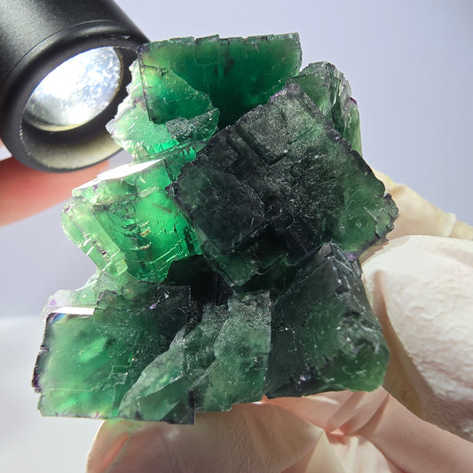 Spécimen de cube de fluorite fantôme, parqueté, zonal Okorusu, Namibie 51*38*29mm 
