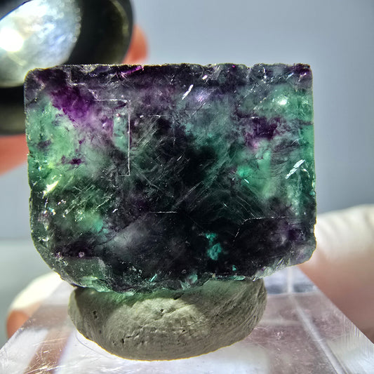 Cube de fluorite fantôme parqueté, vert violet Okorusu, Namibie 22*20*14mm 