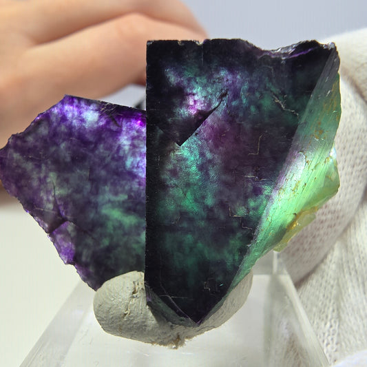 Klare Phantom Fluorit Würfel Stufe zonal grün lila Okorusu, Namibia 42*28*24mm