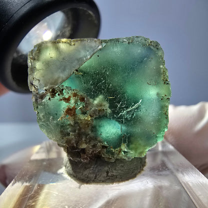 Cube de fluorite fantôme transparente parquetée, vert Okorusu, Namibie 21 x 19 x 19 mm 