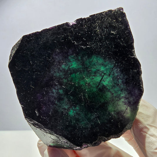 Cube de fluorite fantôme XL parqueté vert violet Okorusu, Namibie 54*54*47mm 