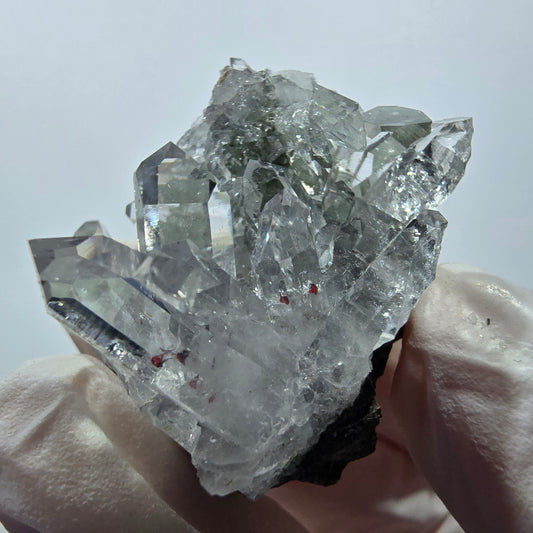 Quartz Harlequin Starburst, spécimen de préhnite, mine Streep, Goboboseb, Namibie, 44 x 39 x 25 mm 