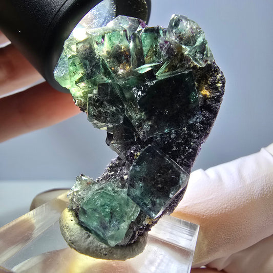 Phantom Fluorit Würfel Stufe, grün lila Okorusu, Namibia 39*30*11mm