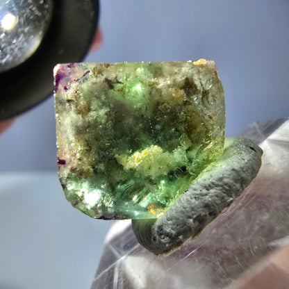 Cube de fluorite fantôme transparente parquetée, vert Okorusu, Namibie 15 x 14 x 12 mm 