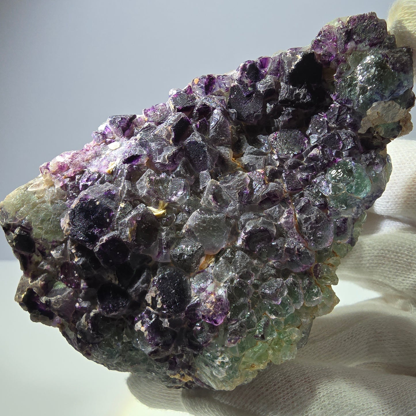 Grands cubes de fluorite vert violet zonal, spécimen d'hyalite Erongo, Namibie 96*67*42mm 
