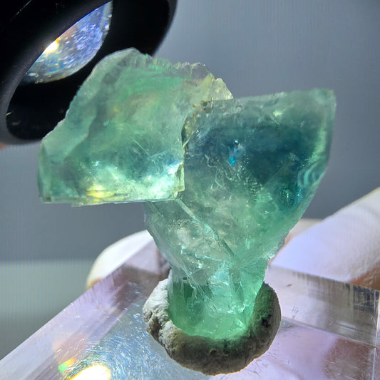 Phantom Fluorit Würfel Stufe, grün parkettiert Okorusu, Namibia 24*23*13mm