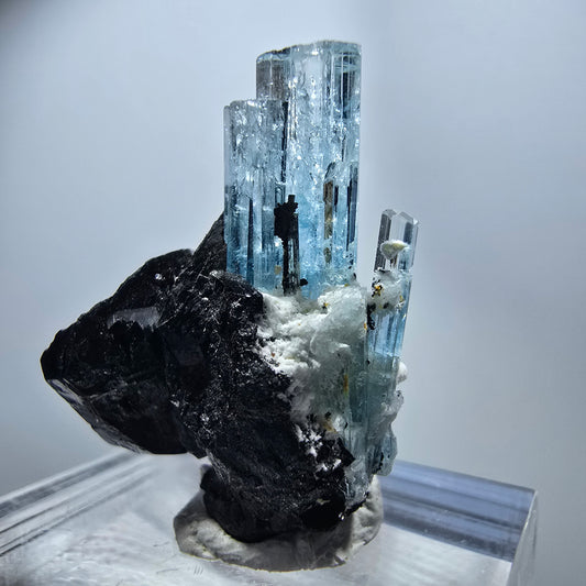 Seltener Aquamarin X mit Schörl Turmalin Erongo, Namibia 26*20*12mm