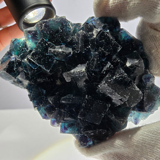 Grand spécimen de cube de fluorite fantôme, zonal – Nouvelle découverte ! Okorusu, Namibie, 105 x 79 x 31 mm 