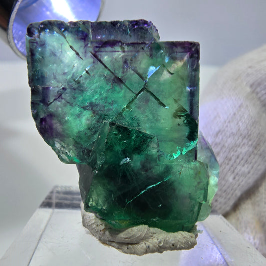 Phantom Fluorite cube specimen parquetted zonal Okorusu, Namibia 34*22*16mm 