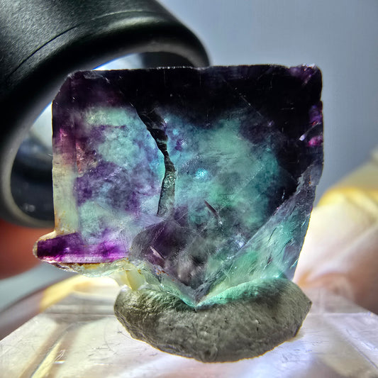 Cube de fluorite fantôme parqueté, vert violet Okorusu, Namibie 17*17*17mm 