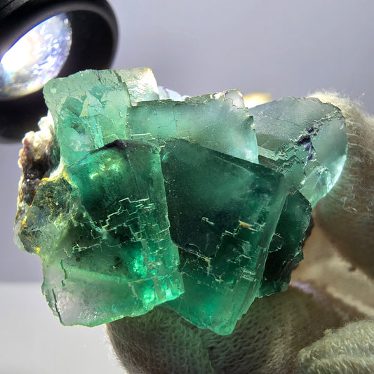 Rare spécimen de cube de fluorite fantôme, parqueté vert Okorusu, Namibie, 39 x 33 x 23 mm 