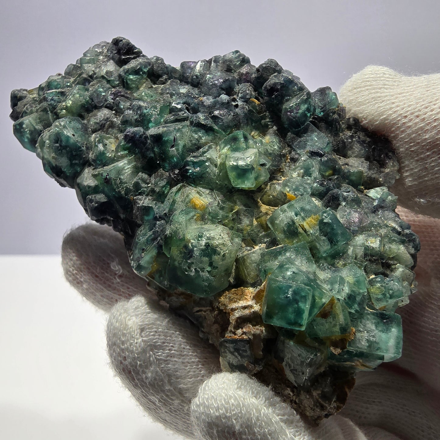 Rares cubes de fluorite fantôme zonaux, spécimen de hyalite Erongo, Namibie 82 x 49 x 26 mm 