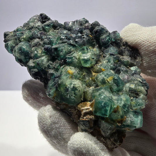Rares cubes de fluorite fantôme zonaux, spécimen de hyalite Erongo, Namibie 82 x 49 x 26 mm 