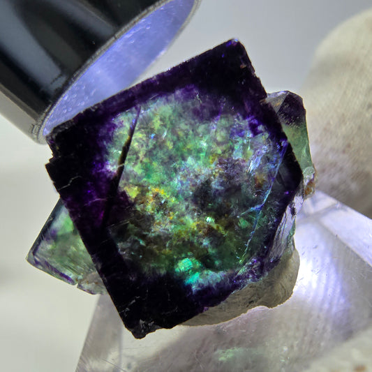 Rare Phantom Fluorite Cube Specimen zonal green purple Okorusu, Namibia 28*16*18mm 