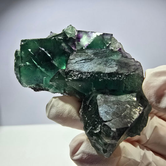 Spécimen de cube de fluorite fantôme parqueté vert violet Okorusu, Namibie 66*42*22mm 