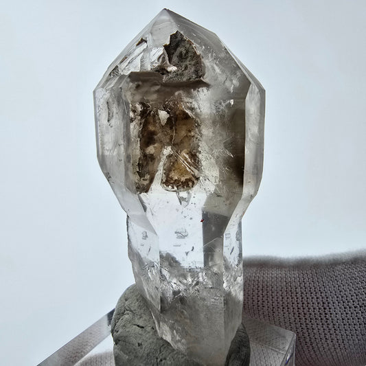 Enhydro Phantom Smoky Quartz Sceptre Tip 2x Bubble Goboboseb, Namibie 52*27*20mm 