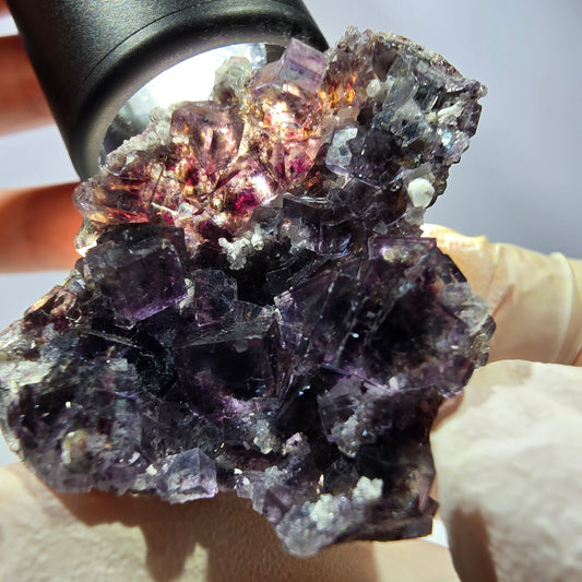 Rare cube de fluorite fantôme, spécimen de quartz violet Okorusu, Namibie, 43 x 31 x 27 mm 